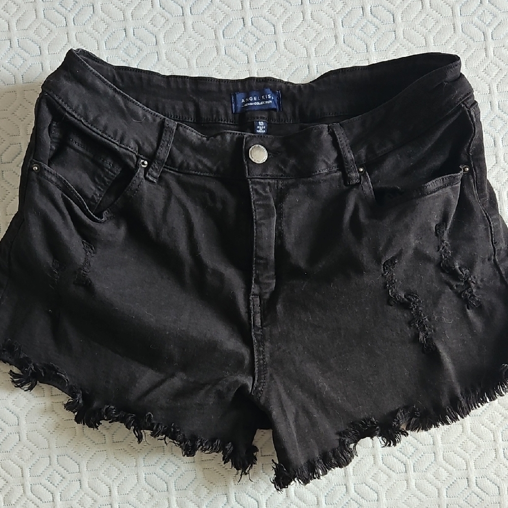 Angel Kiss Black Frayed Denim Shorts